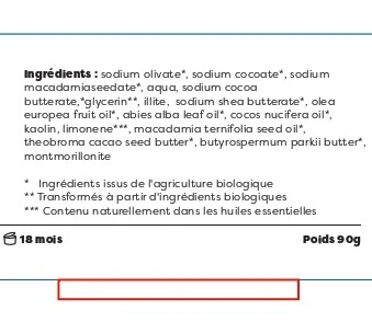 étiquette ingrédients